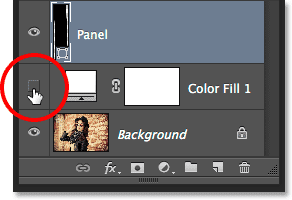 Clicking again on the fill layer's visibility icon. Image © 2014 Photoshop Essentials.com.