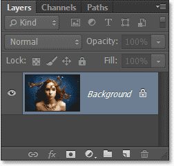 The Layers panel in Photoshop showing the Background layer. Image © 2013 Photoshop Essentials.com