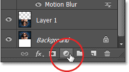 Clicking the New Adjustment Layer icon in the Layers panel. Image © 2013 Photoshop Essentials.com