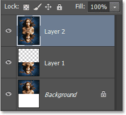 The Layers panel after deleting Layer 3. Image © 2013 Photoshop Essentials.com