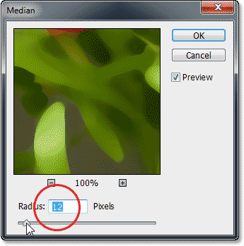 The Median filter options in Photoshop CS6. Image © 2013 Photoshop Essentials.com