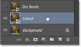 Selecting the Cutout layer in the Layers panel. Image © 2013 Photoshop Essentials.com