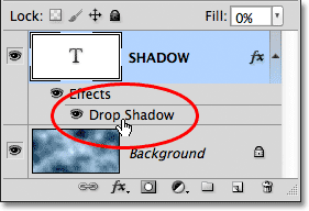 Double-clicking on the Drop Shadow effect for the Type layer. 