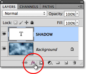 Clicking the Layer Styles icon in the Layers panel. 