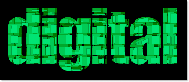 Adobe Photoshop Text Effects: The final 'Fragmented Tiles' text effect.