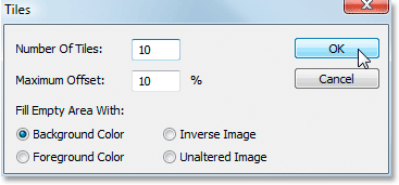 Adobe Photoshop Text Effects: Photoshop's 'Tiles' filter dialog box.