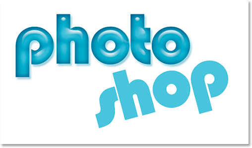 Adobe Photoshop Text Effects: Adding the word 'shop', then resizing it and rotating it with Free Transform.