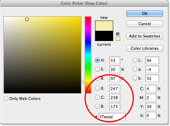 Replacing the black in the gradient with a different color. 