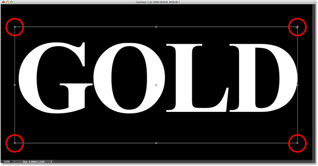 Resizing and centering the text with Free Transform. 