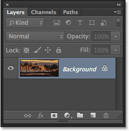 The Layers panel in Photoshop CS6 showing the image on the Background layer. 