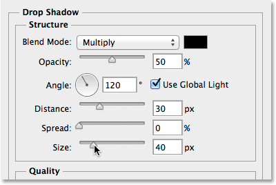 The Drop Shadow options. 