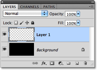 The New Layer icon in the Layers panel. Image © 2010 Photoshop Essentials.com.