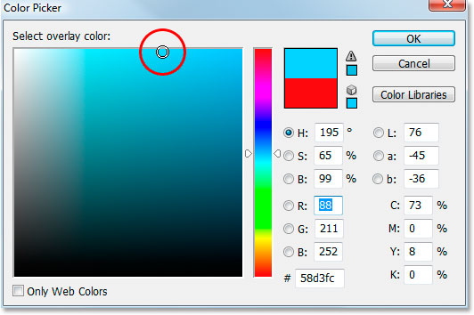 Adobe Photoshop Text Effects: Photoshop's Color Picker.