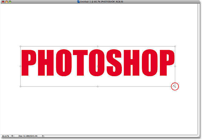 Resizing the text with Free Transform. Image © 2009 Photoshop Essentials.com
