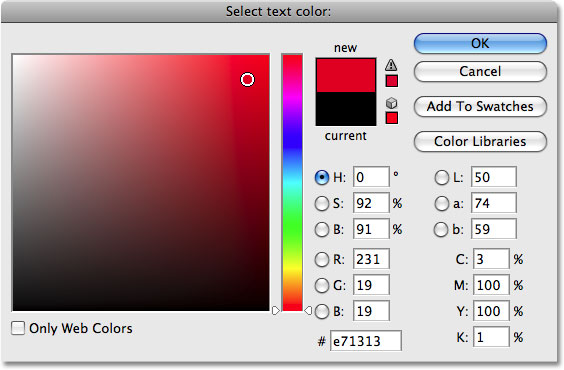 Photoshop's Color Picker. Image © 2009 Photoshop Essentials.com