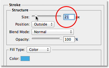 Increasing the Size value for the Stroke layer effect in Photoshop. 