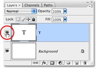 The Layer Visibility icon in the Layers palette in Photoshop. Image © 2008 Photoshop Essentials.com.