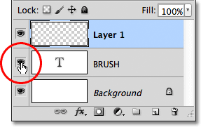 Clicking the layer visibility icon for the Type layer. Image © 2011 Photoshop Essentials.com