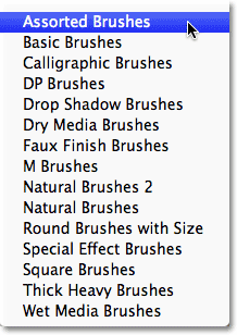 The additional brush sets installed with Photoshop. Image © 2011 Photoshop Essentials.com