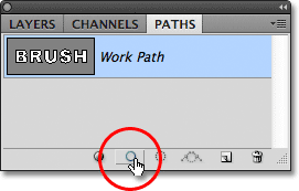 The Stroke Path With Brush icon in the Paths panel in Photoshop. Image © 2011 Photoshop Essentials.com
