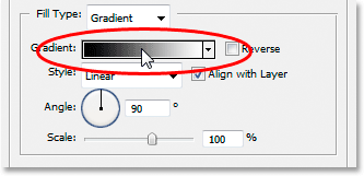 The Fill Type options change to options for the gradient.