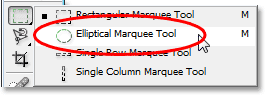 Adobe Photoshop Text Effects: Selecting the Elliptical Marquee Tool from Photoshop's Tools palette.