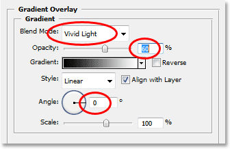 Adobe Photoshop Text Effects: The Layer Style dialog box set to the Gradient Overlay options.