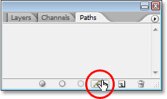 Adobe Photoshop Text Effects: Clicking on the 'Make Work Path From Selection' icon at the bottom of the Paths palette in Photoshop.