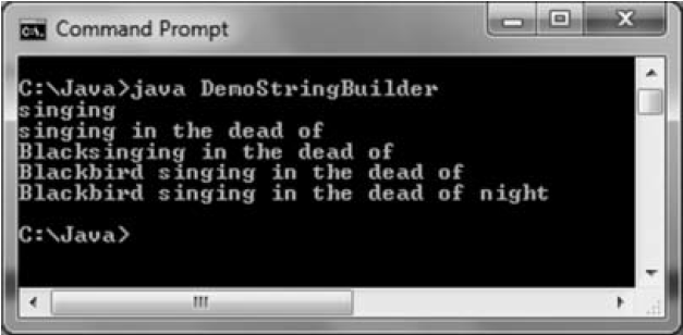 خروجی اپلیکیشن متدهای StringBuilder در جاوا 