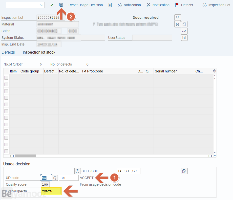 ارسال ایمیل بعد از Usage Decision در QA32